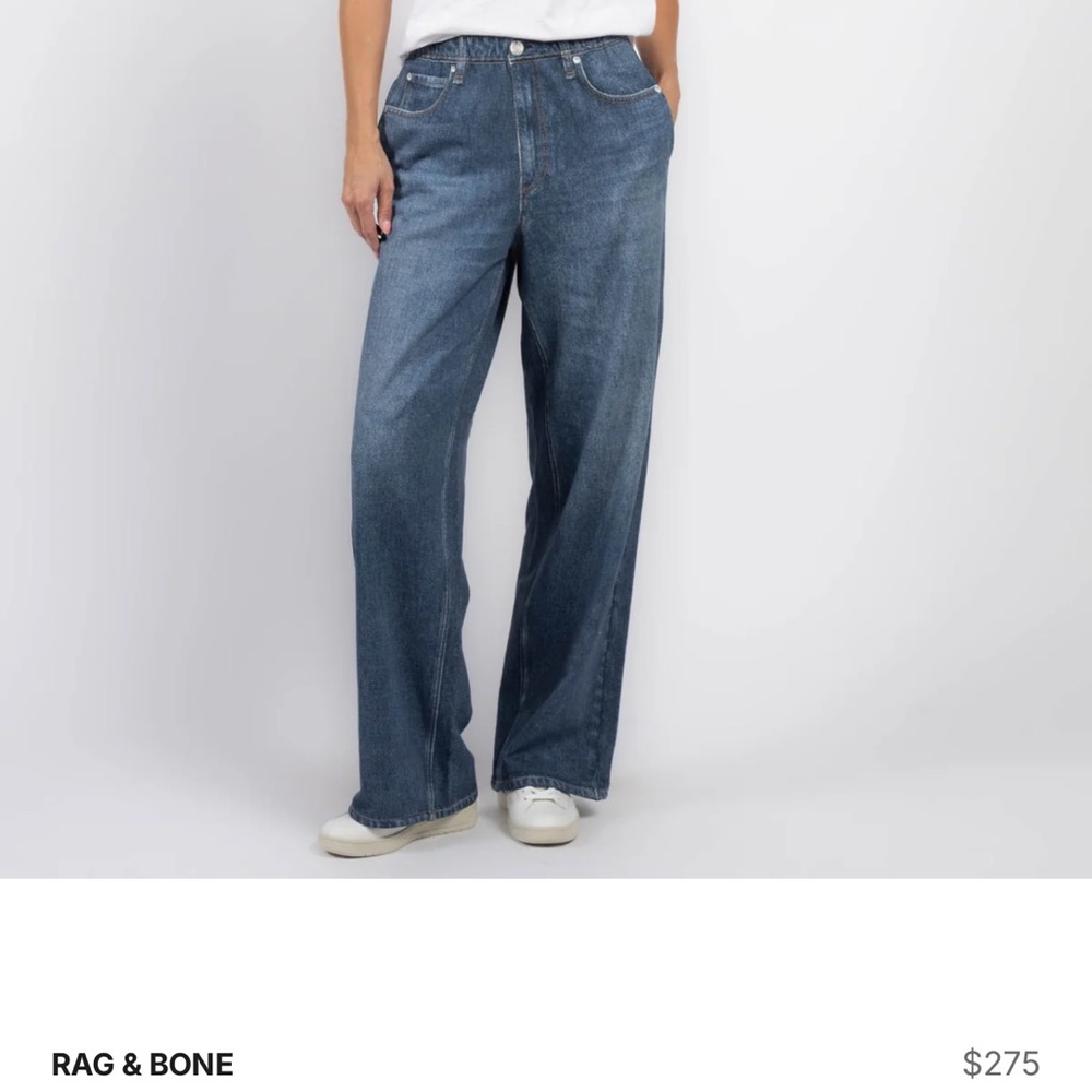 rag & bone Women's Wide Leg Jeans in Medium Blue
